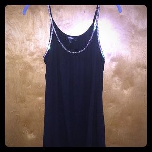 EXPRESS Black Loose Tank Top w/ sequence trim